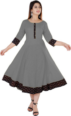 VISHAL CREATION Women Solid Anarkali Kurta(Grey)