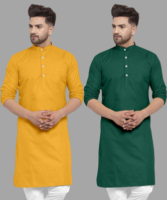 UDANIENTERPRISE Men Solid Straight Kurta(Green)