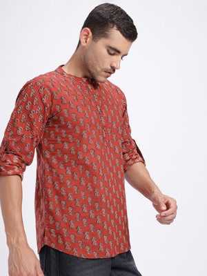 Anouk Rustic Men Printed Straight Kurta(Red)