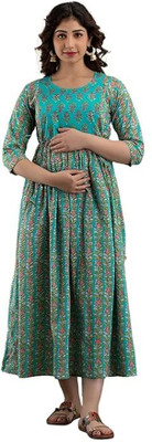 VASTRAM Women Floral Print Ethnic Dress Kurta(Blue)