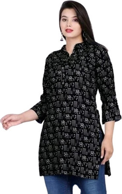MEWEAR Women Printed A-line Kurta(Blue)