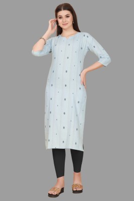 shiva aditya Women Printed Straight Kurta(Grey)