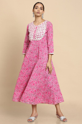 soch Women Floral Print Anarkali Kurta(Pink)