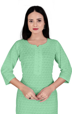 Akshar Women Chikan Embroidery Straight Kurta(Maroon)
