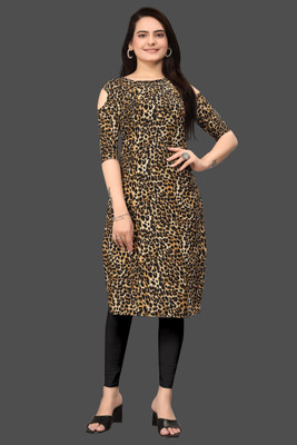 RANGRASIYA CORPORATION Women Printed Straight Kurta(Black)