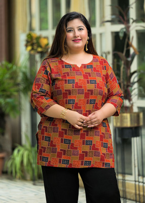Lee Moda Women Printed Straight Kurta(Red)