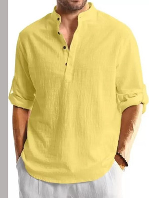 Classycollar Men Solid A-line Kurta(Yellow)