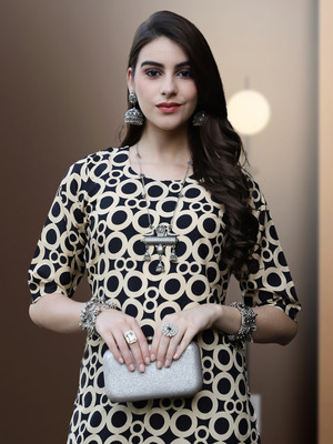 EthnicBasket Women Printed Straight Kurta(Blue)