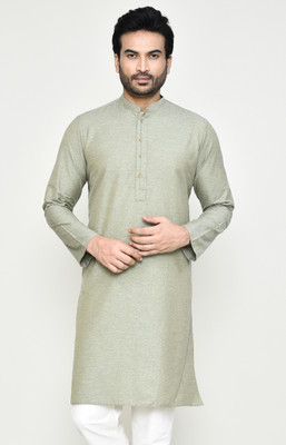POLY2FAB Men Self Design Straight Kurta(Grey)