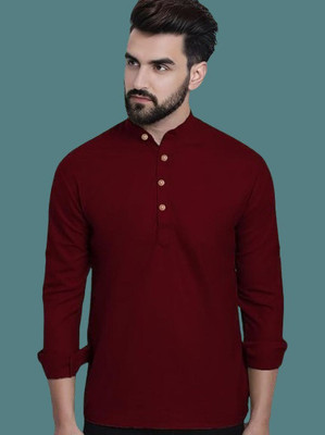 SuperTrend Men Solid Straight Kurta(Maroon)