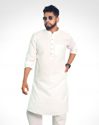 House of Aqss Men Solid Ethnic Dress Kurta(White)