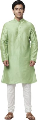 YU by Pantaloons Men Solid Straight Kurta(Green)