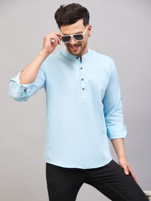 VASTRAMAY Men Solid A-line Kurta(Blue)