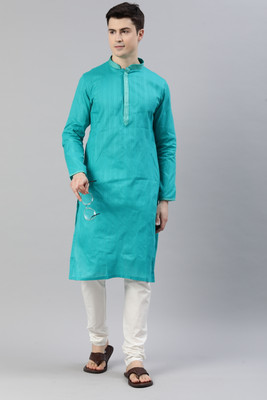 Manthan Men Solid Straight Kurta(Green)