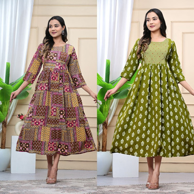 Kadri Women Floral Print A-line Kurta(Multicolor)