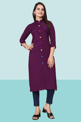 HouseOfCommon Women Printed Anarkali Kurta(Purple)