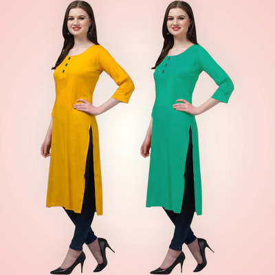 Coft Women Solid Straight Kurta(Multicolor)