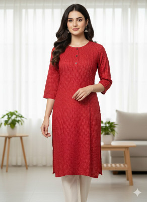 Saka Designs Women Printed Straight Kurta(Red)