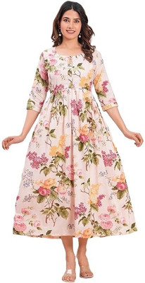 gottam Women Floral Print A-line Kurta(Multicolor)