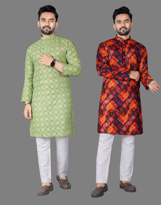 DHASU TRENDZ Men Printed Straight Kurta(Multicolor)