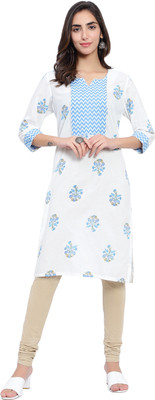 SAMRIDHI CREATION Women Floral Print Straight Kurta(White)