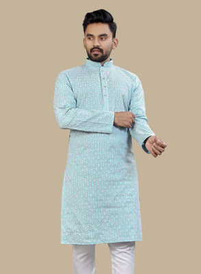balajiis Men Self Design Straight Kurta(Light Blue)