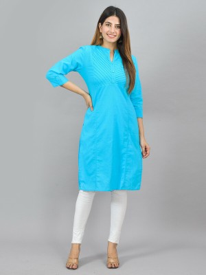 QuaClo Women Solid Straight Kurta(Light Blue)