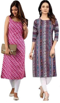 B K CREATION Women Printed Straight Kurta(Multicolor)
