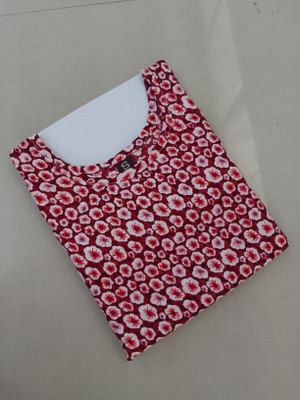 RD Collection Women Printed Straight Kurta(Red, White)