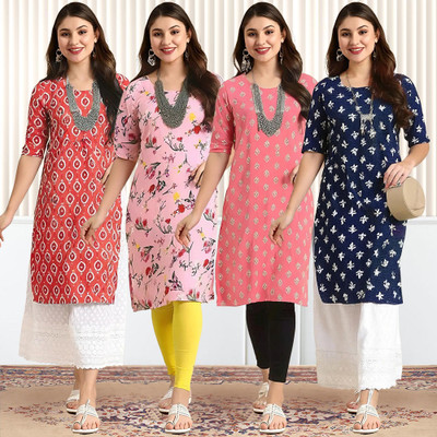 1 Stop Fashion Women Printed A-line Kurta(Multicolor)
