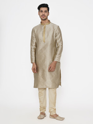 Manthan Men Self Design Straight Kurta(Beige)