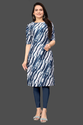 RANGRASIYA CORPORATION Women Printed Straight Kurta(Blue)