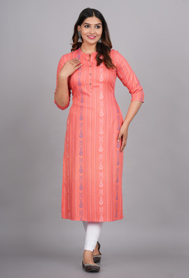 Glowworld Women Printed Straight Kurta(Pink)