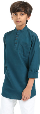 ROCKET SCIENCE Boys Solid Straight Kurta(Dark Green)