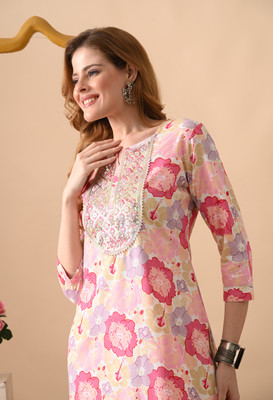 PHYSIL Women Printed Straight Kurta(Multicolor)