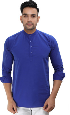 Lee Cross Men Solid Straight Kurta(Blue)