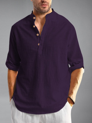 Vida Loca Men Self Design A-line Kurta(Purple)