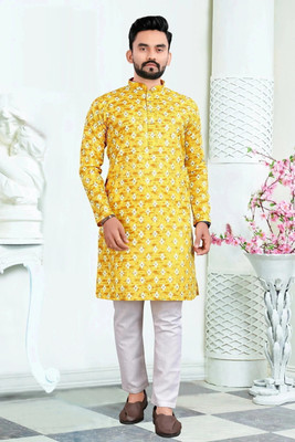 VALAKI Men Self Design Straight Kurta(Multicolor)