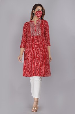 Humisha Fashion Women Embroidered Straight Kurta(Red)