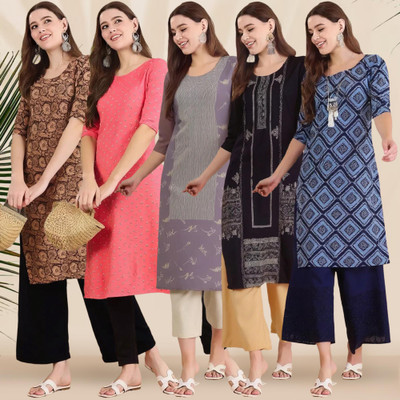 EthnicBasket Women Printed Straight Kurta(Multicolor)