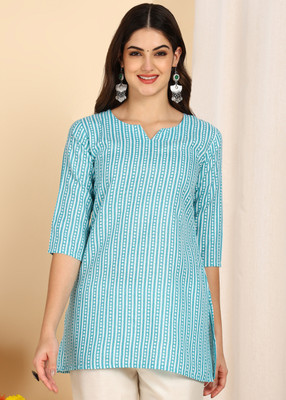 Laliitatex Women Printed A-line Kurta(Light Blue)