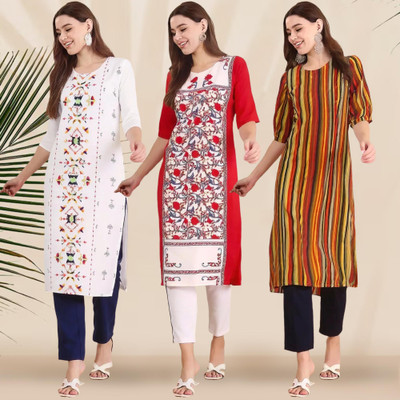 1 Stop Fashion Women Printed A-line Kurta(Multicolor)