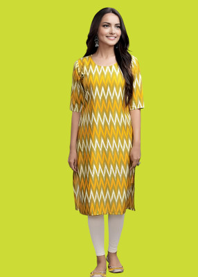 Maheshvi Women Printed A-line Kurta(Yellow)