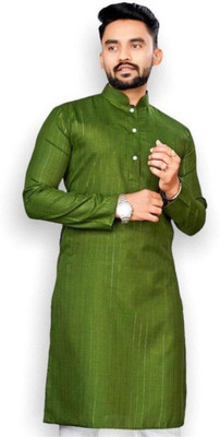 JENZEE Fashion Men Printed Straight Kurta(Green)