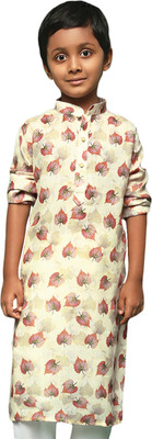 Sanwara Boys Printed Ethnic Dress Kurta(Red, Beige)