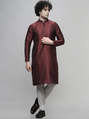 Maahi Fabs Men Printed Straight Kurta(Maroon)