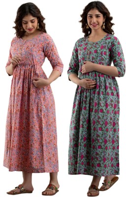 KRISHNA VASTRAM Women Floral Print Anarkali Kurta(Multicolor)