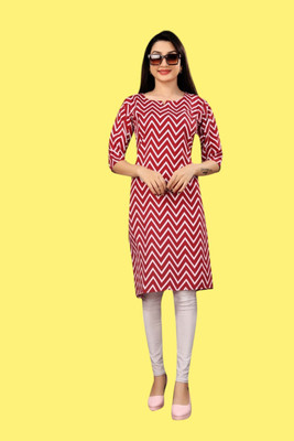 Tulsii Fab Women Printed Anarkali Kurta(Red)
