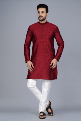 ELEPANTS Men Solid Straight Kurta(Maroon)