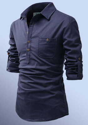 TrendiVastra Men Solid Straight Kurta(Blue)